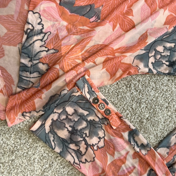 Free People Retro Bloom Long sleeve Y2K Mesh Lucky Shirt Button Front Sz. L - Picture 3 of 8